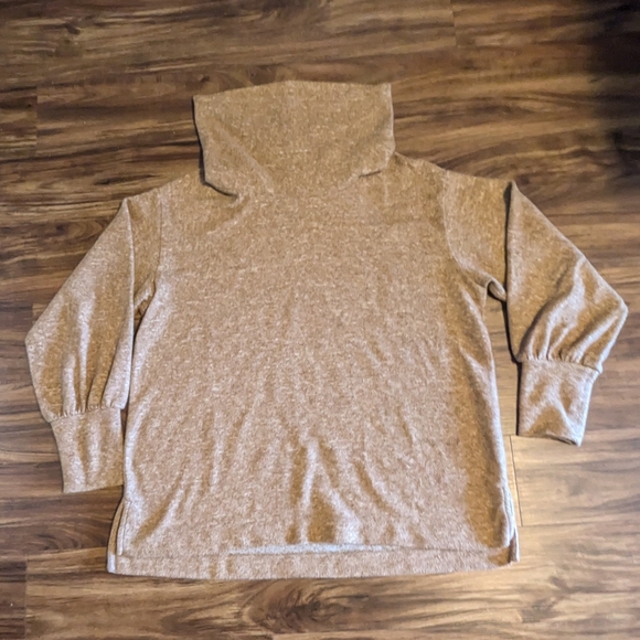 Maeve for Anthropologie XL cowl turtleneck sweater, camel, oversized women's - Picture 7 of 15